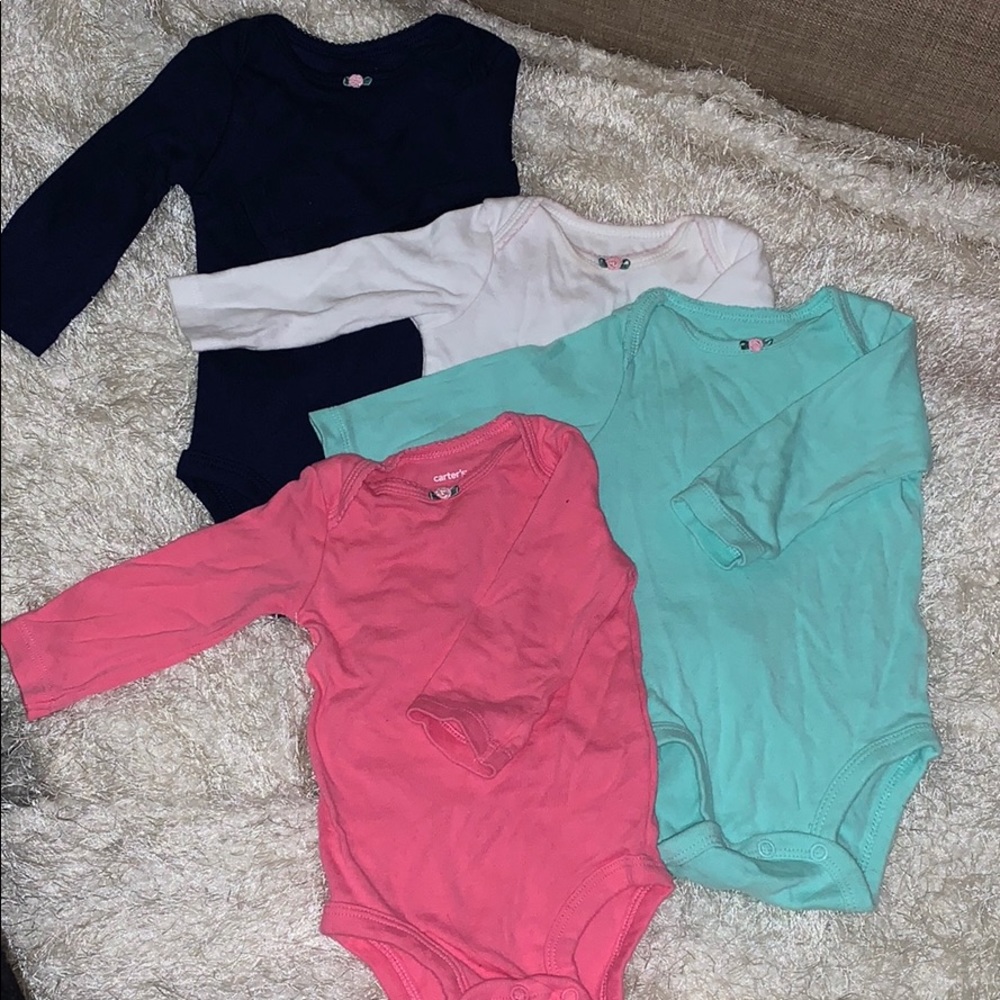 4pk - 3 month small flower long sleeve shirts